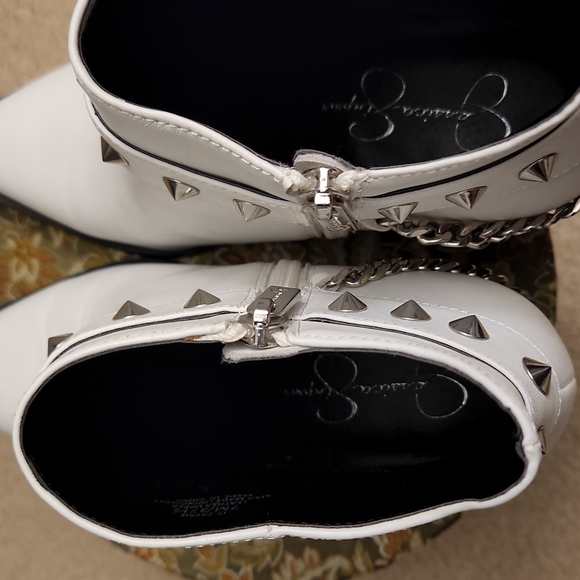 Studded White Ankle Boots - Picture 4 of 5